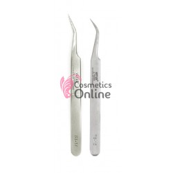 Pensete pentru gene false fir cu fir dreapta si curba - Argintie , set 2 bucăți ST15 si ST17